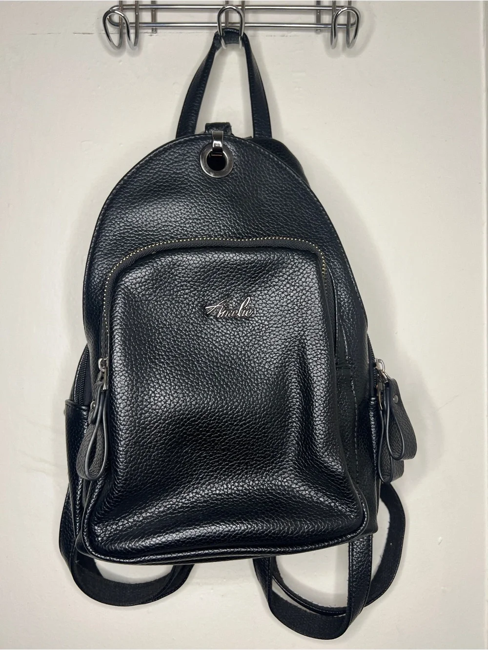 Vintage Black Leather Backpack